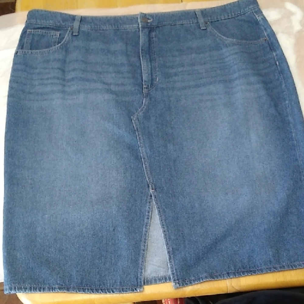 Terra & Sky Blue Denim Skirt, 24W, NWOT